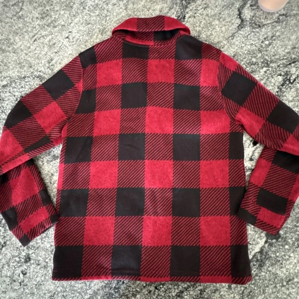 Levi's Buffalo Plaid Cardigan Mens L Red Black Excellent Shawl Collar Knit #927